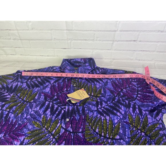 Tango by Max Raab Leaf Print Short Sleeve Button Up Shirt USA Made Mens Size L - Picture 5 of 9